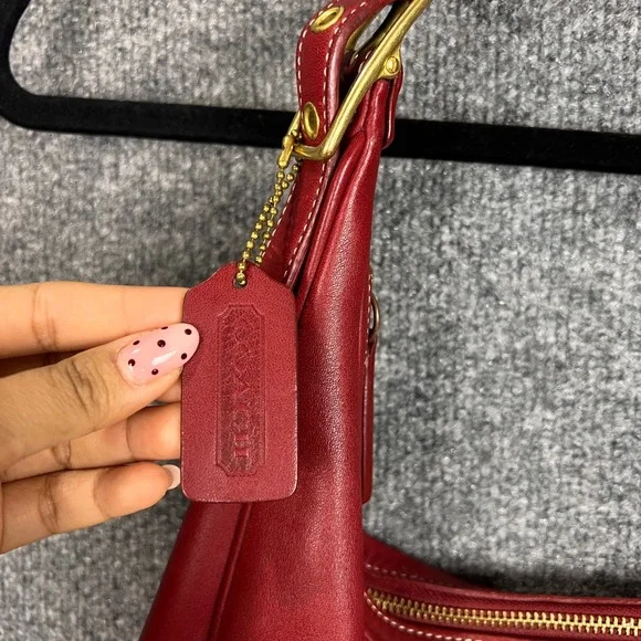 Vintage Coach 9591 Red Leather Hobo Shoulder Bag Purse Gold Hardware - Picture 5 of 10